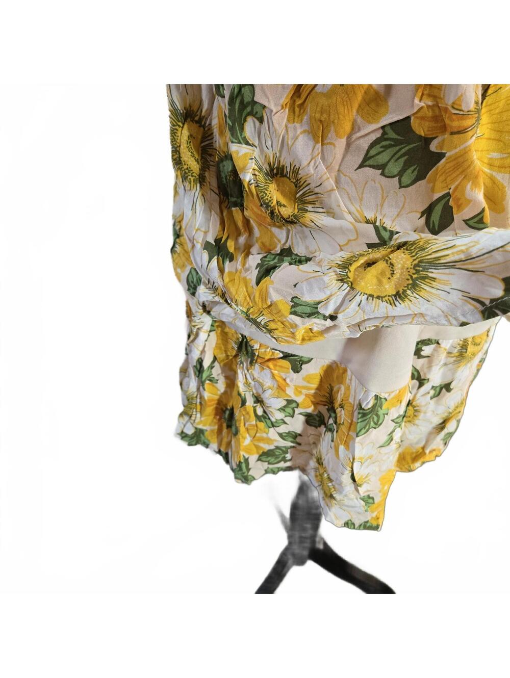 A.U.W. Sunflower Tiered Mini Dress Large Yellow Boho Cottagecore Sun Dress L - Picture 4 of 8
